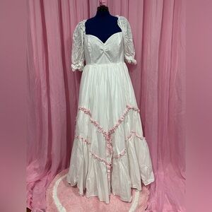 Selkie White Dress with Pink Ruffles